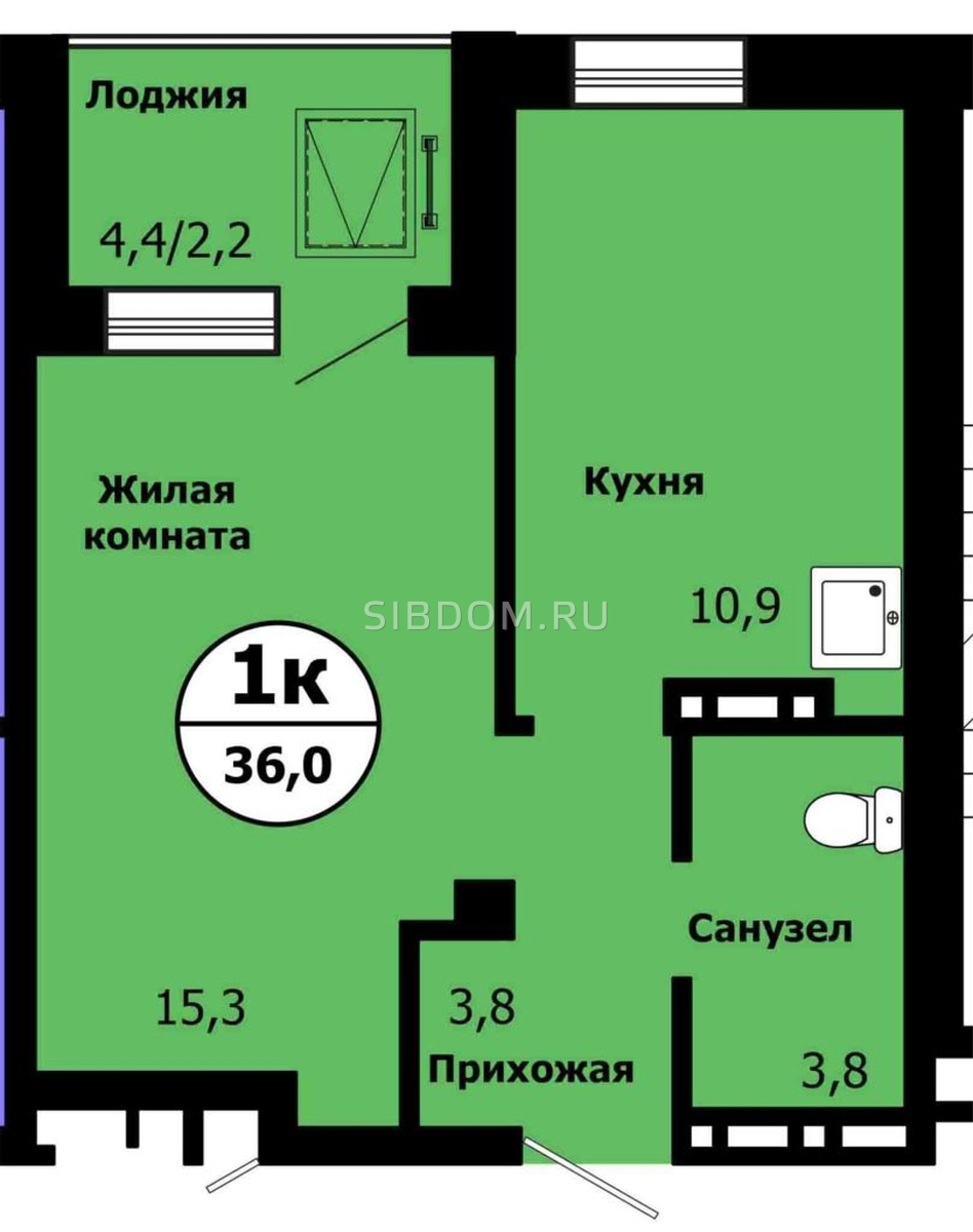 Продам однокомнатную квартиру в Красноярске Тихие зори, дом Стрелка, корпус  1, 36 кв.м, 9 этаж - СИБДОМ, объявление 3870542