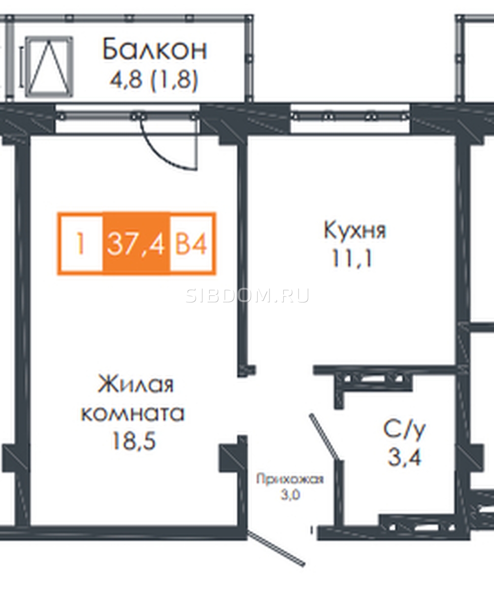 Продам однокомнатную квартиру в Красноярске Енисейская Слобода, дом 9, 37.4  кв.м, 5 этаж - СИБДОМ, объявление 3915890