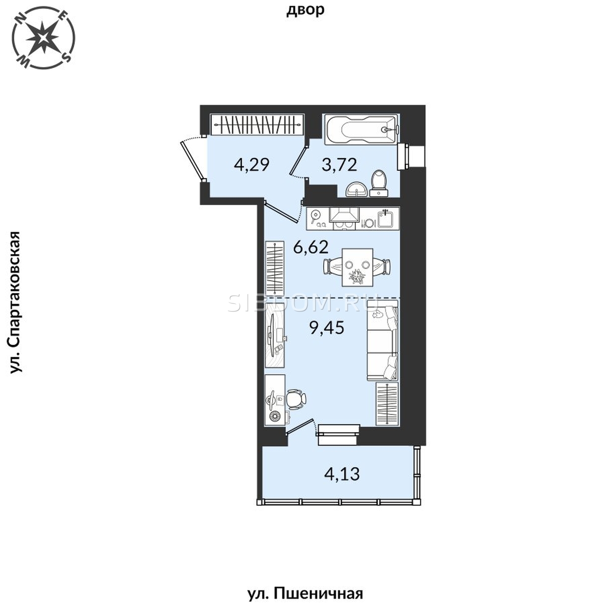 Продам однокомнатную квартиру в Иркутске Источник, дом 4, 28.21 кв.м, 8  этаж, от застройщика - СИБДОМ, объявление 442317