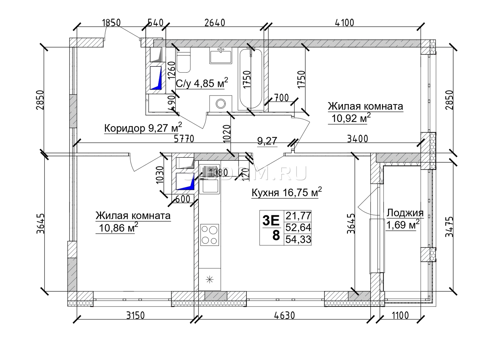 Продам трехкомнатную квартиру в Кемерово 7 высот, дом 6а, 55.78 кв.м, 14  этаж - СИБДОМ, объявление 259902