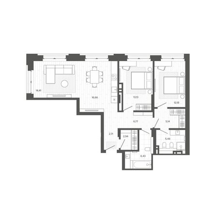 Планировка 2-комн 85,92 м²