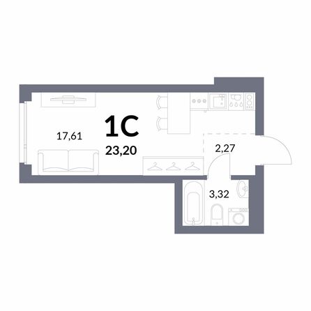 Планировка Студия 23,2 м²