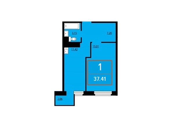 Планировка однокомнатной квартиры 37,41 кв.м