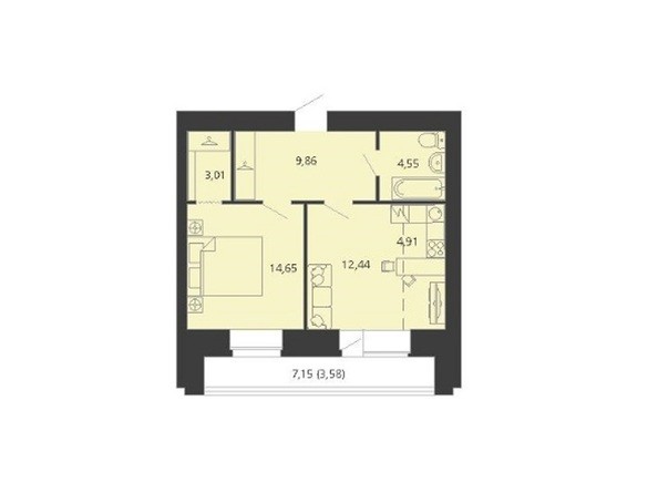 Планировка двухкомнатной квартиры 53.01 кв.м