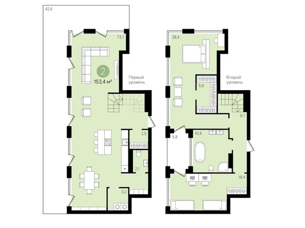 Планировка 2-комнатной квартиры 202,3 кв.м