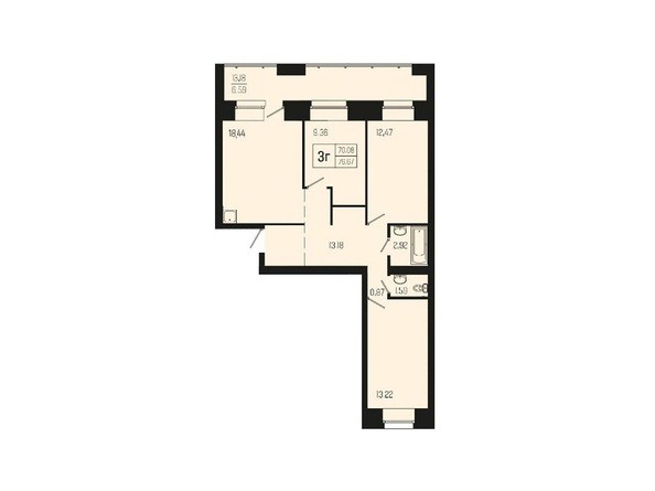 Планировка трехкомнатной квартиры 76,67 кв.м 
