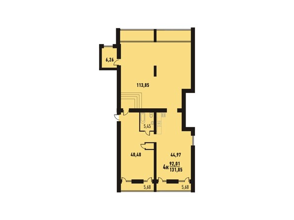 Планировка четырёхкомнатной квартиры 131,85 кв.м