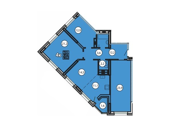 Планировка четырехкомнатной квартиры 103,2 кв.м