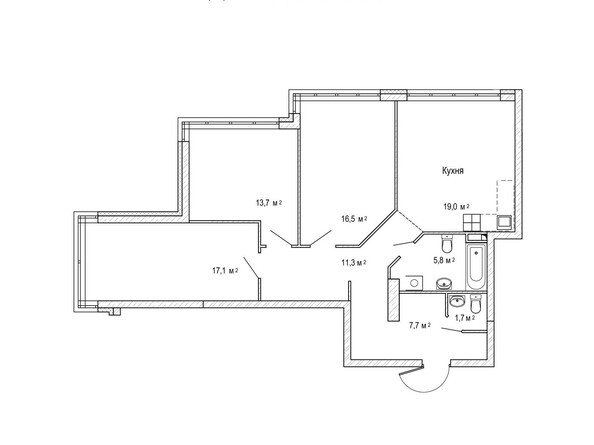Планировка трёхкомнатной квартиры 96,1 кв.м