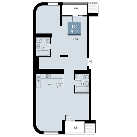 Планировка 4-комн 91,9 м²