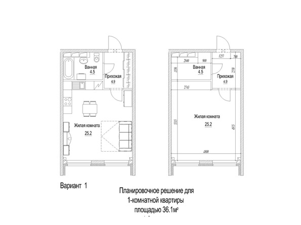 Планировка Студия 36,1 м²