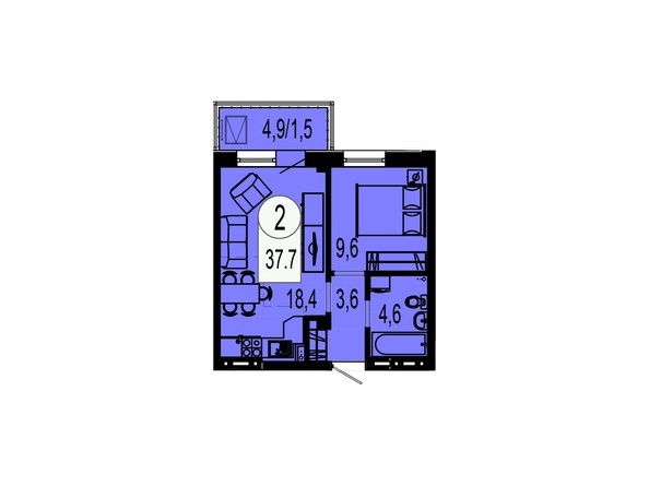 Планировка двухкомнатной квартиры 37,7 кв.м