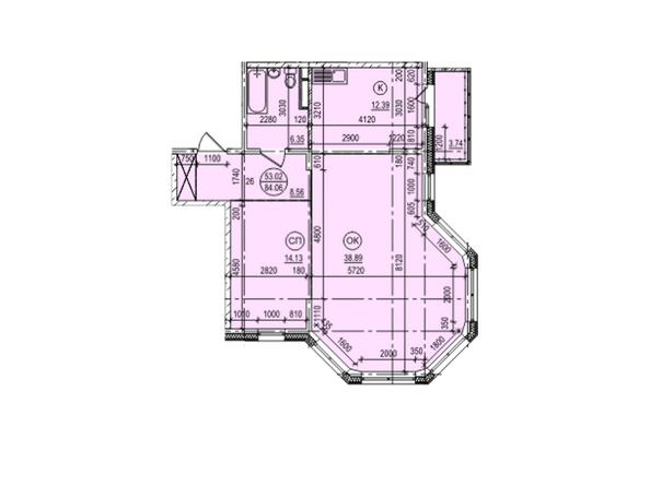 Планировка трехкомнатной квартиры 84,1 кв.м