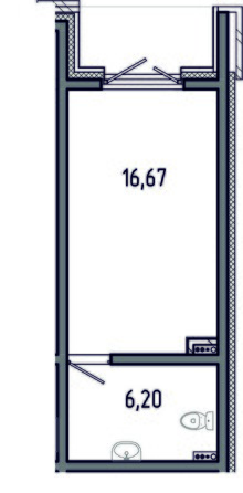 Планировка Студия 22,87 м²