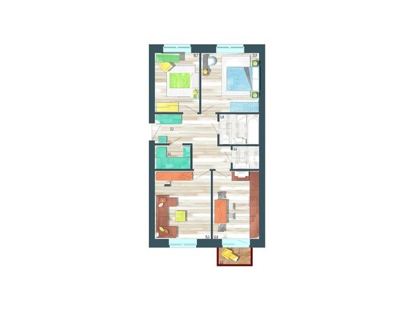 Планировка трехкомнатной квартиры 75,3 кв.м