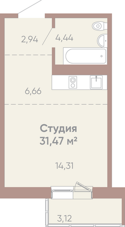 Планировка 1-комн 31,47 м²