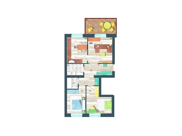 Планировка трехкомнатной квартиры 74,5 кв.м