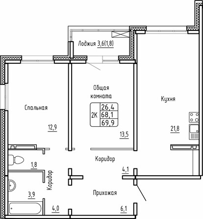 Планировка 3-комн 81 м²