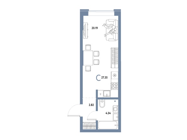 Планировка Студия 27,35 м²