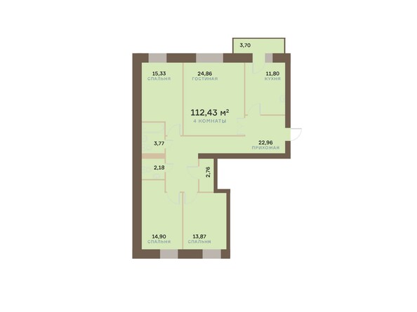 Планировка четырехкомнатной квартиры 113,54 кв.м
