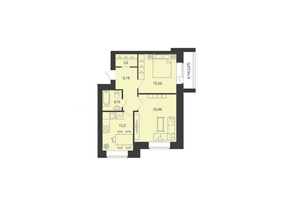 Планировка двухкомнатной квартиры 65,85 кв.м