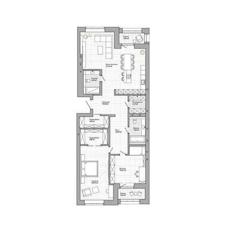 Планировка 3-комн 152,49 м²