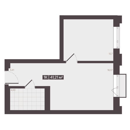 Планировка 1-комн 41,21 м²