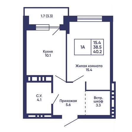 Планировка 1-комн 40,2 м²