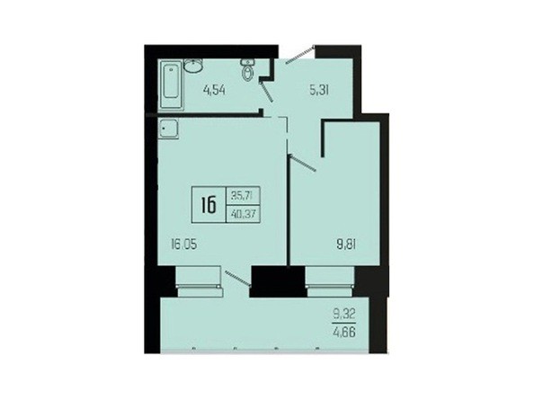 Планировка однокомнатной квартиры 40,37 кв.м 