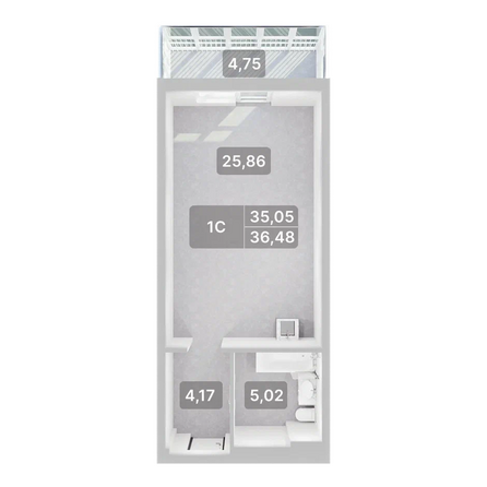 Планировка 1-комн 36,48 м²