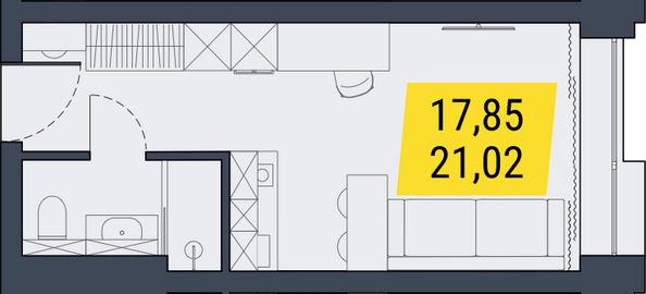 Планировка 1-комн 21,02 м²