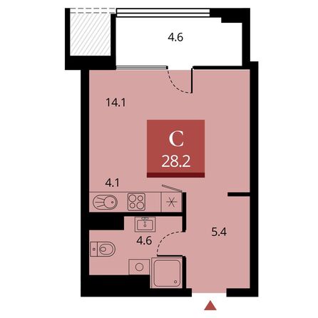 Планировка Студия 28,2 м²