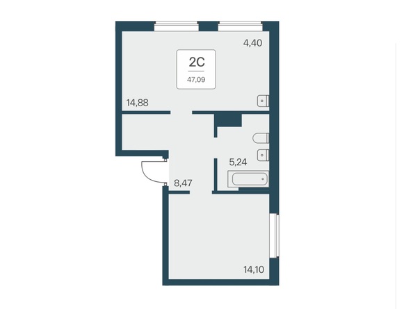 Планировка Студия 47,08, 47,09 м²