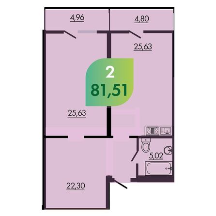 Планировка 2-комн 81,51 м²