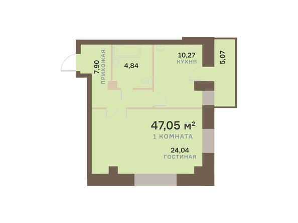 Планировка однокомнатной квартиры 47,05 кв.м