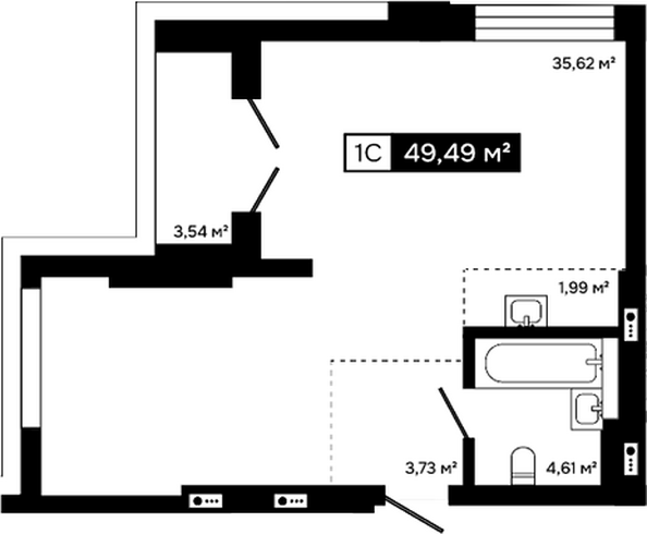 Планировка Студия 45,95 м²