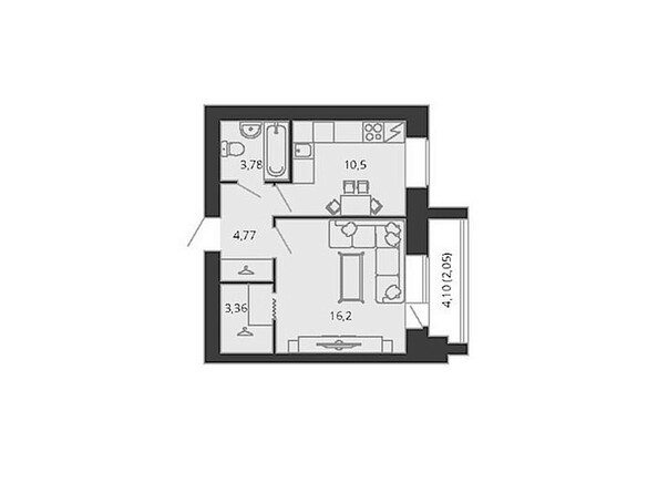 Планировка однокомнатной квартиры 40,65 кв.м