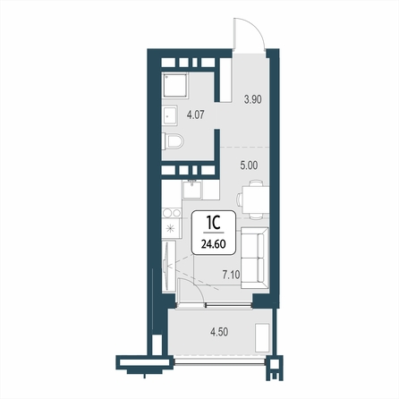 Планировка Студия 24,6 м²