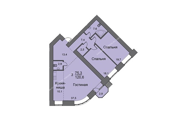 Планировка трехкомнатной квартиры 120,4 кв.м