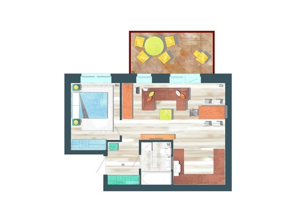 Планировка двухкомнатной квартиры 50,2 кв.м