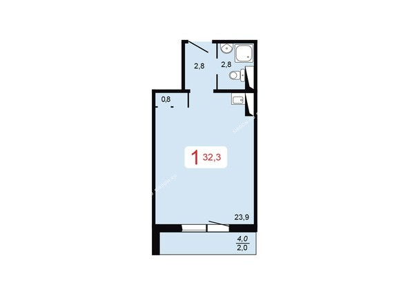 Планировка однокомнатной квартиры 32,3 кв.м