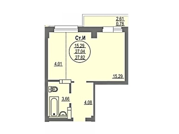 Планировка Студия 27,59 - 28 м²
