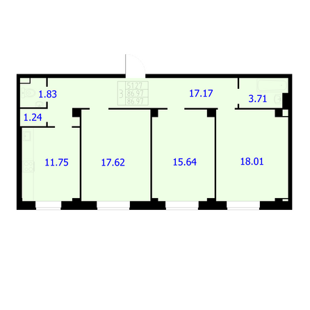 Планировка 3-комн 86,97 м²