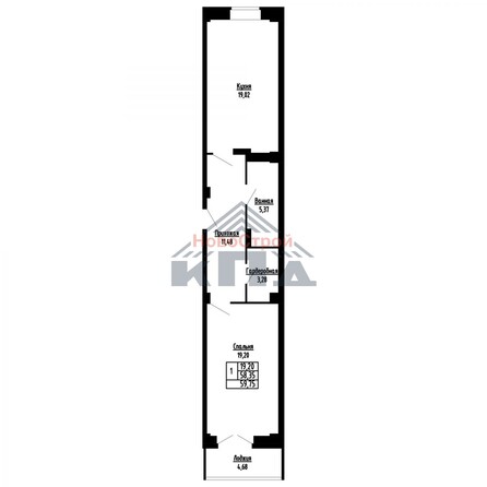 Планировка 1-комн 61 м²