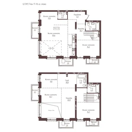 Планировка 6-комн 194,4 м²