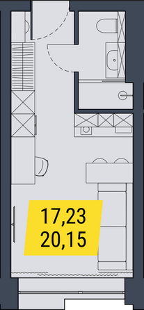 Планировка 1-комн 20,15 м²