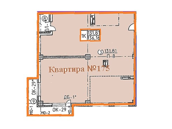Свободная планировка квартиры 136,16 кв.м
