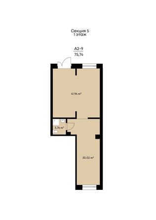 Планировка Студия 75,74 м²