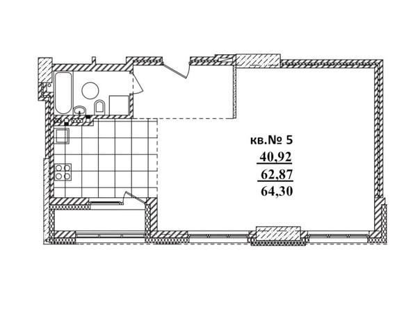 Планировка Студия 62,87 - 67,78 м²