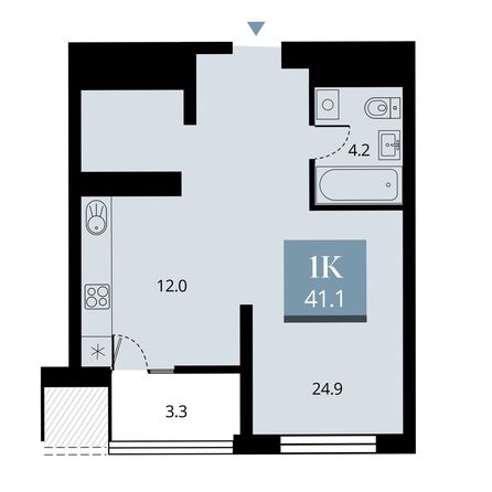 Планировка 1-комн 41,1 м²